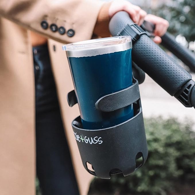 Guzzie+Guss Oxygen v2 Lightweight Stroller & Universal Cup Holder Bundle – Compact, Travel-Friendly Baby Stroller with Easy Fold Design + Adjustable Drink Holder for Strollers, Bikes, and More