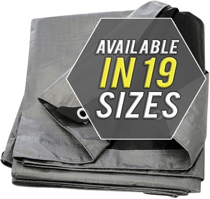Large Waterproof Tarp - Heavy Duty 10 Mil Thick Poly Tarpaulin Ideal for Canopy Tents, Boats, RV or Pool Covers - Multipurpose Protective Tarps with Grommets for Indoor, Outdoor Use | 12' x 25' 2 Pack