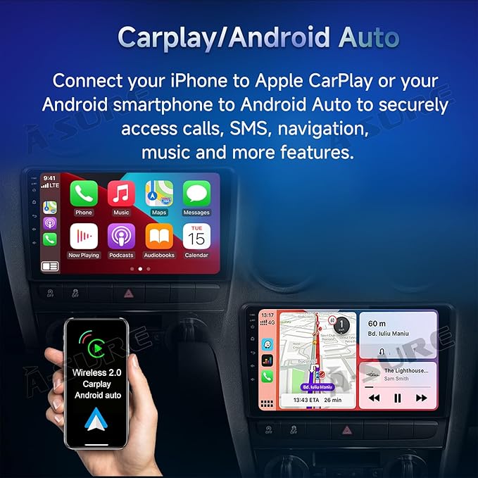 ASURE 2+64GB Car Stereo Radio for Ford Mustang 2010-2014,10.1 inch 4Core Android Car GPS Navigation Head Unit with Wireless Carplay,Android Auto,1280x800 HD Touchscreen Multimedia Player