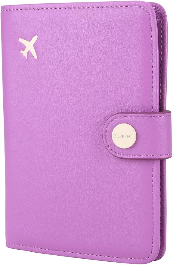 ZOPPEN Passport Holder Women, Passport Cover Travel Wallet Rfid Blocking Passport Wallet Cover Case Travel Essentials Document Organizer, Violet Purple