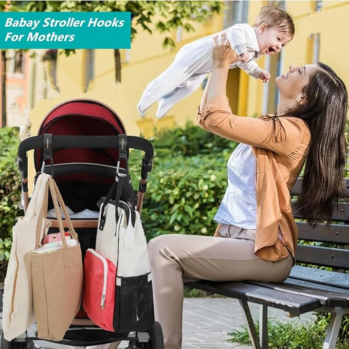 4Pack Universal Baby Stroller Hooks Clips for Hanging Bags and Shopping,Convenient Stroller Straps Accessories Perfect for Uppababy, Babyzen Yoyo, Britax, Bugaboo, Bob, Buggy, Shopping Cart（Black）