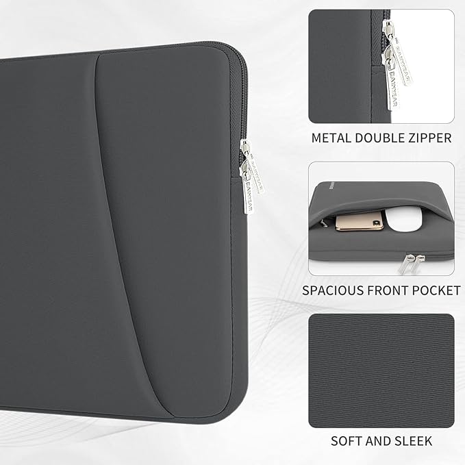 RAINYEAR Laptop Sleeve Case with Front Pocket, 13.3 Inch Protective Portable Case Briefcase Laptop Bag Cover Compatible with MacBook Air/Pro 13-13.3 inch, MacBook Pro/Max 14 inch, Gray