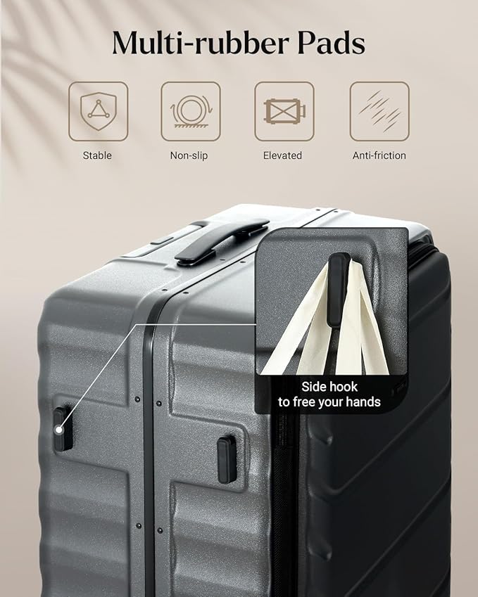 Checked Luggage, 28 Inch Luggage with Spinner Wheels, Large Suitcase with Lightweight PC Hard Shell, Aluminum Frame, Top Opening, YKK Zipper, TSA Lock (Grey, 1PC)
