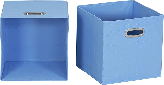 Household Essentials, Light Blue 6 Pack Fabric Storage Bins with Handle