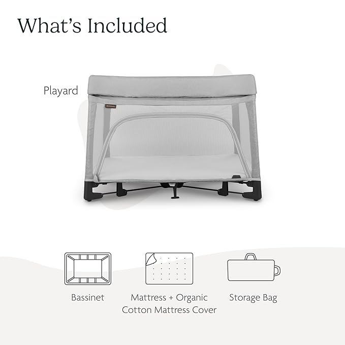UPPAbaby Remi Playard | Deluxe 3-in-1 Portable Playard, Bedside Bassinet + Travel Crib| Mesh Bassinet, Mattress, Organic Cotton Mattress Cover + Storage Bag Included | Stella (Grey Brushed Mélange)
