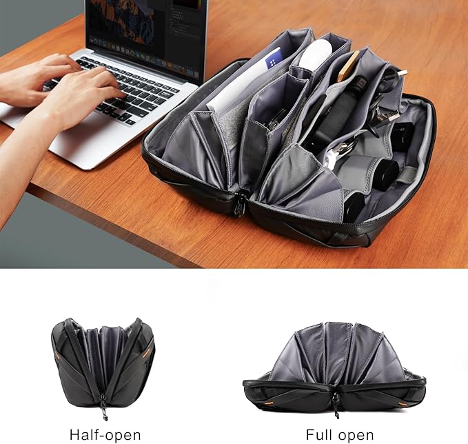 Besnfoto Tech Pouch Electronic Organizer Accessory Bag Waterproof Travel Portable Carrying Case for Cables, Camera Batteries, Photography card, MaceBook Charger