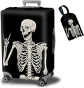 Luggage Cover Suitcase Protector Plus 1 Luggage Tag, Rock Skull Travel Suitcase Cover Suitable for 26-28 inch Luggage (L) with Concealed Zipper Washable Elastic Cloth Dustproof Anti-Scratch