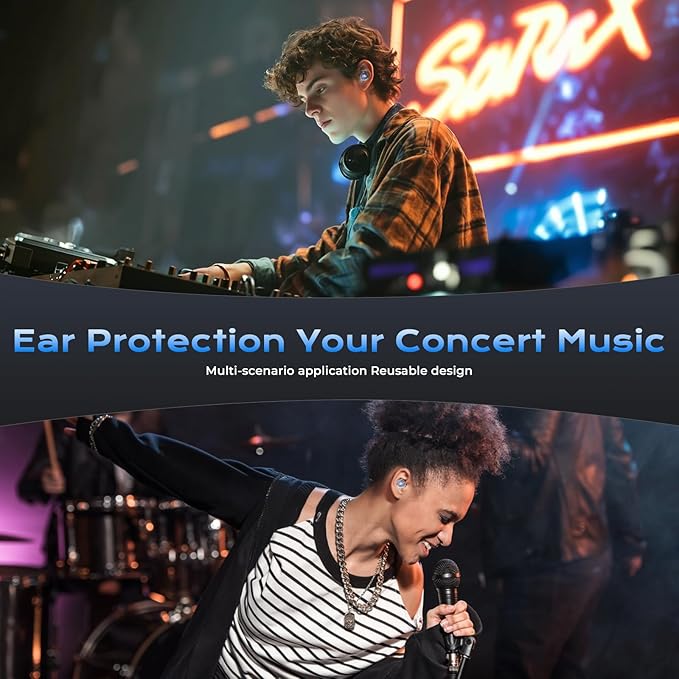 Ear Plugs for Concerts, 2 Pairs High Fidelity Ear Plugs Noise Reduction with Acoustic Filter – NRR of 22 and 24dB Silicone Ear Plugs for Festival, Nightclub, DJs, Musicians, Noisy Workplace(Blue)
