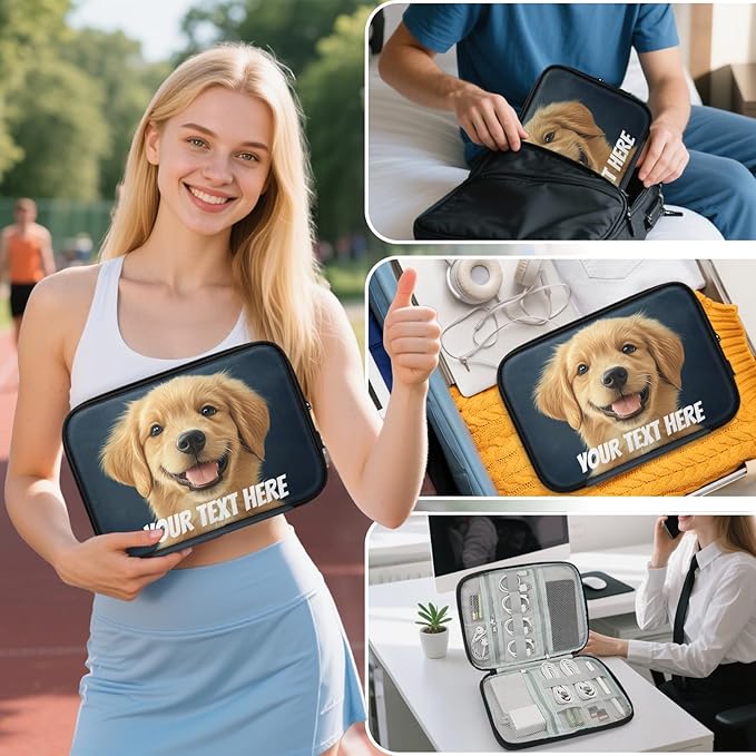Custom Electronics Organizer Travel Case Customize Personalized Text Image Cable Charger Cord Tech Organizer Pouch Accessories Bag