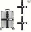 2-Pack Adjustable Luggage Straps for Suitcases – 2-Inch Wide Cross Travel Belt for 20"-32" Carry-On, Large & Collapsible Luggage – Durable Seatbelt Material, Suitcase Belts & Connector Straps (Black)
