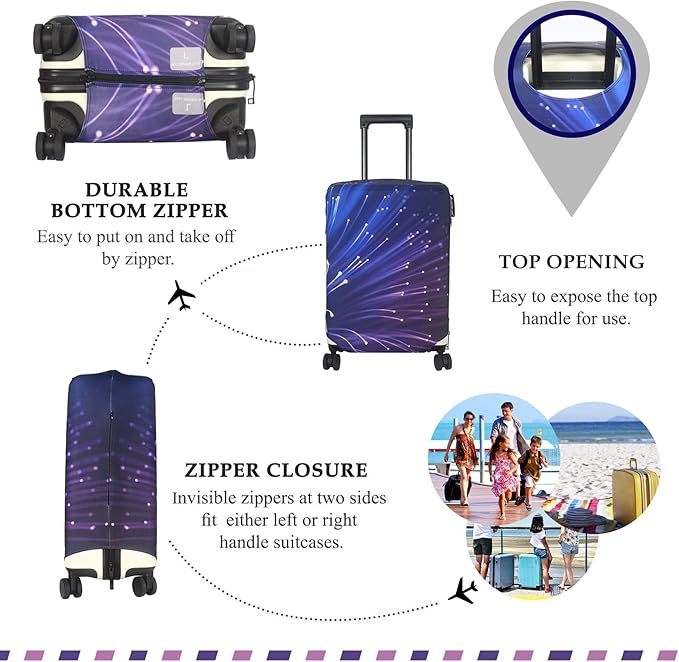 Explore Land Travel Luggage Cover Suitcase Protector Fits 23-26 Inch Case (Fireworks, M)