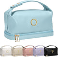 Gifts for Women - 30th 40th 50th 60th 70th Birthday Gifts, Personalized Makeup Bag with Handle, Initial Double Layer Cosmetic Bag with Makeup Brush Organizer, Gifts for Friends Female