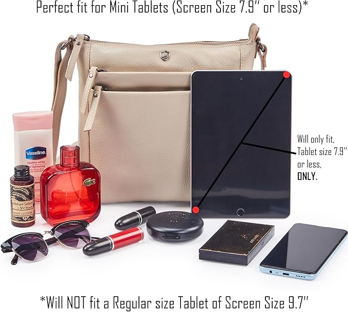 Small Soft Genuine Leather Crossbody Purse Women’s Sling Crossover Shoulder Travel Handbag with Triple Zipper