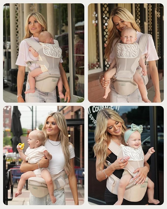 MOMTORY Carryall™ Pro Baby Carrier, Safety-Certified 6-in-1 Baby Carrier Newborn to Toddler, Detachable Baby Holder Carrier with Hip Seat, Ergonomic Cozy Baby Body Carrier for 7-50lbs, Khaki