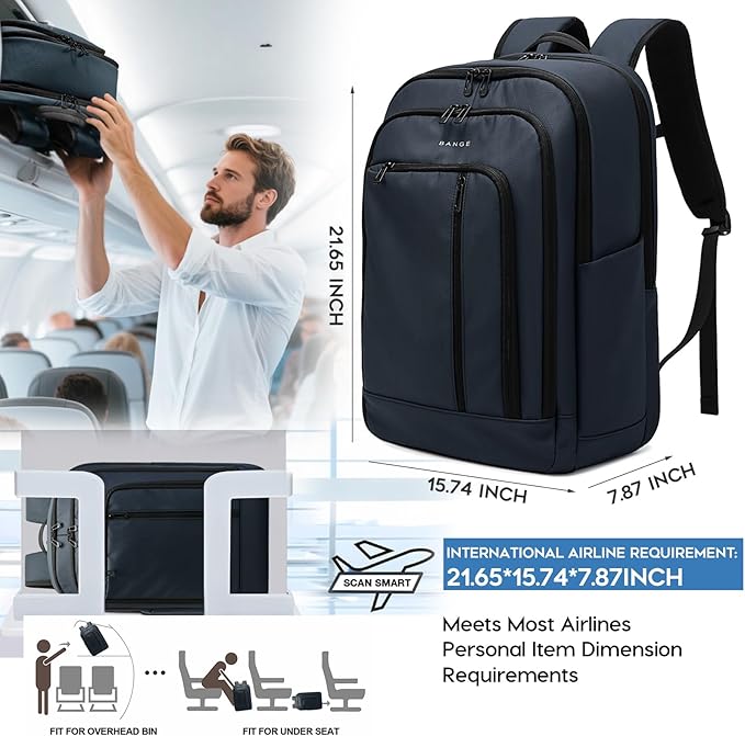 BANGE 28L Slim Laptop Backpack for Men & Women, 15.6 Inch Business Backpack, Lightweight Travel Backpack, Waterproof Work Commuter Backpack, Hiking Daypack for Office, Outdoor, and Daily Use