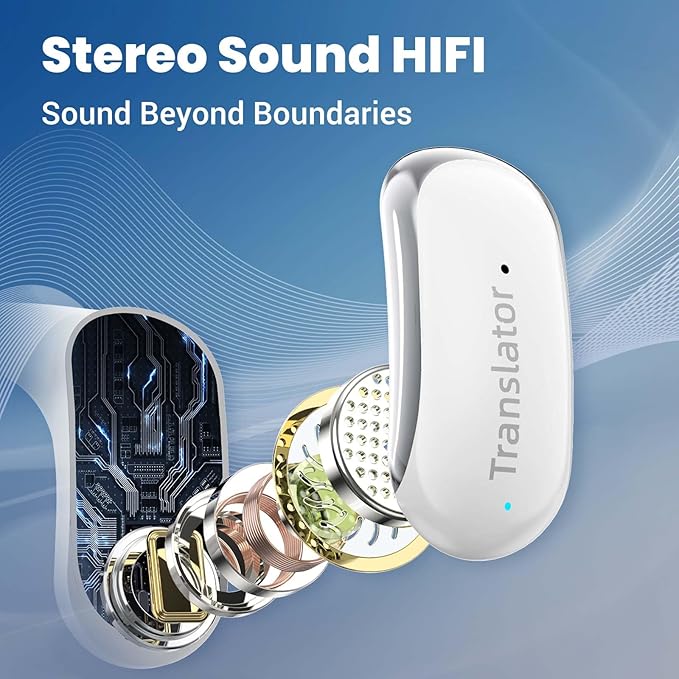 AI Translation Earbuds Real-Time 3-in-1 Language Translator Earbuds Lifetime Free Offline Translation(8 Languages) & Online Translation(144 Languages) Fit iOS & Android AF56 White