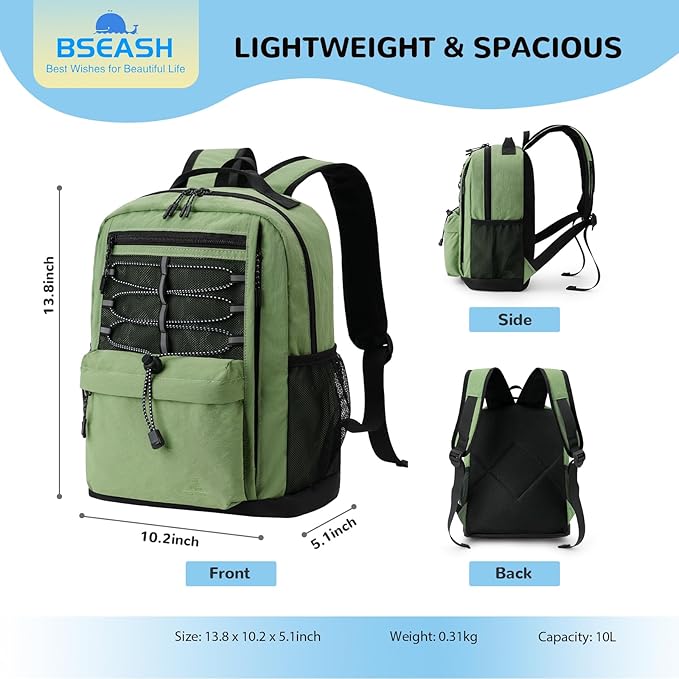 10L Small Size Casual Backpack for Kids Girls Boys Ages 3-9, Mini Waterproof Outdoor Sport Travel Hiking Camping Daypack (Khaki)