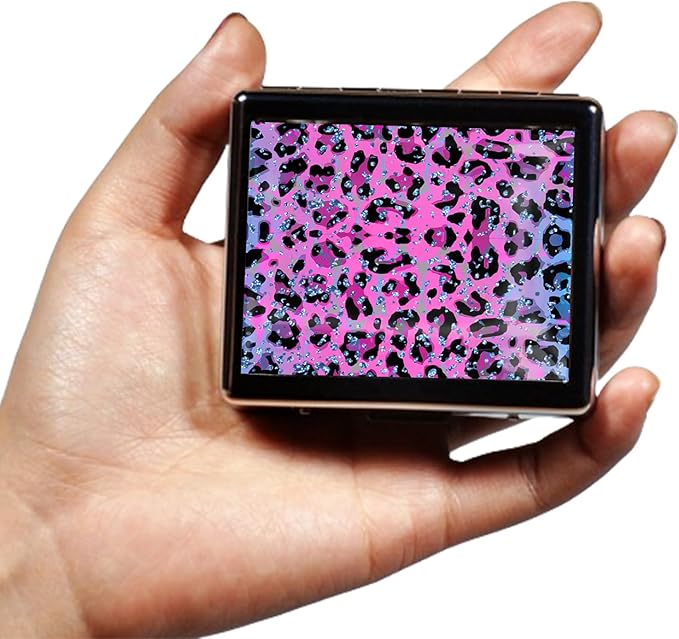 Silver Vintage Pill Box 7 Day Metal Pill Box with Mirror and 8 Compartments Cute Travel Pill Organizer for Purse (Pink Leopard Print)