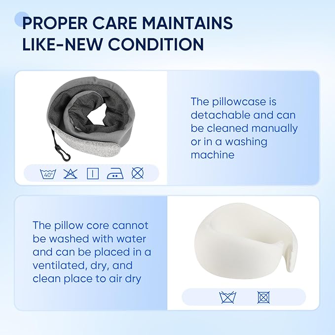 Compact Travel Pillow with Adjustable Straps & Washable Cover, Portable Neck Pillow Airplane with Case & Hook, Chin Support Pillow Relieves Pain & Pressure for Trips, Office, Car & Home Use