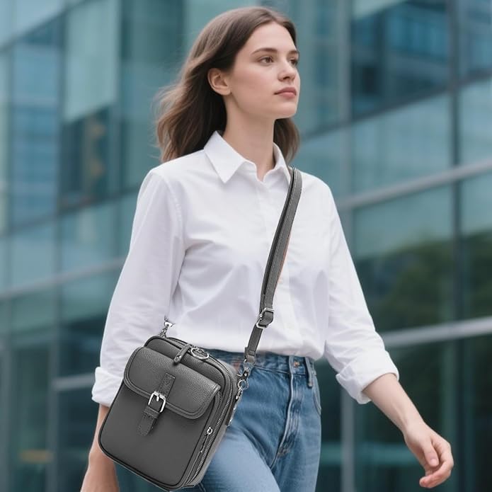 1060 Leather Crossbody Bags for Women Anti-Theft Vegan Purse with Card Slots, Travel Shoulder Bag, Waterproof Crossbody Purse
