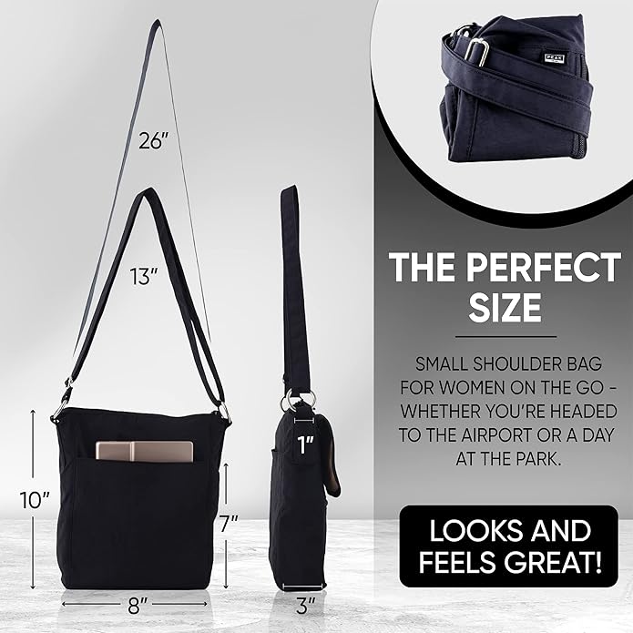 Peak Gear Crossbody Travel Purse with RFID Blocking Pocket and Lifetime Recovery Service. Nylon Shoulder Bag