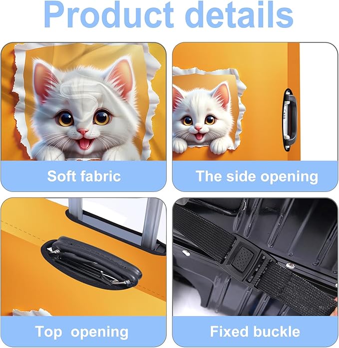 Luggage Cover Washable Suitcase Protector Anti-scratch Suitcase cover Fits 20-34 Inch Luggage (CAT2, S(20-22inch suitcase))