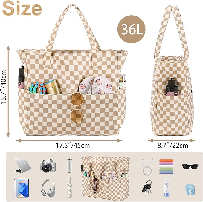 Waterproof Beach Tote Pool Bags for Women Ladies Extra Large Gym Tote Carry On Bag With Wet Compartment for Weekender Travel