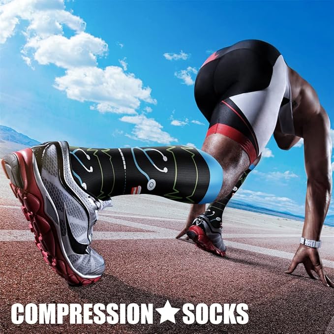 CHARMKING Compression Socks for Women & Men Circulation (3 Pairs) 15-20 mmHg is Best Support for Athletic Running Cycling