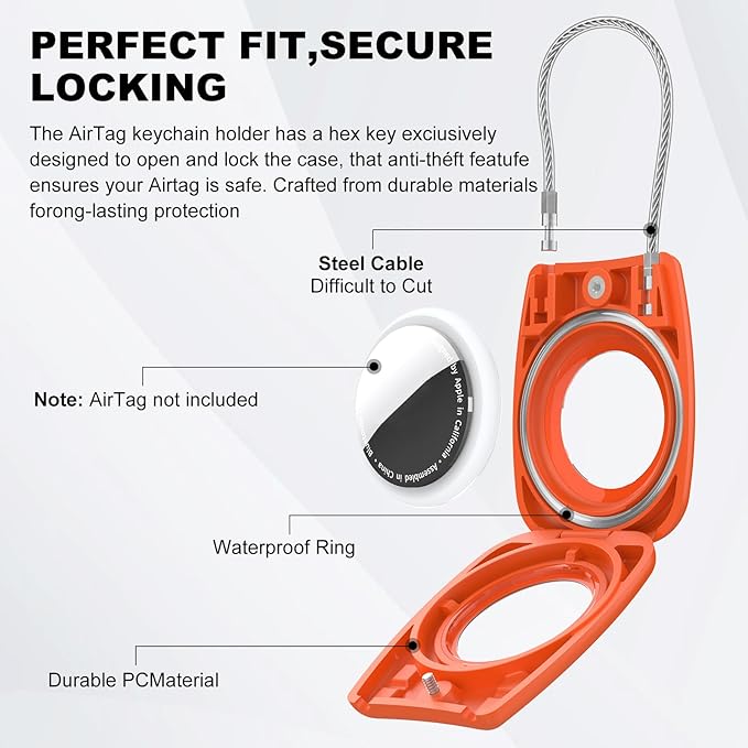 IPX8 Waterproof Airtag Holder Air Tag Case with Keychain, 4-Pack AirTags All-Round Protect Case for Apple Tag Tracker, Air Tags Holder for Luggage, Key, Pet, Backpack（4 Colors）