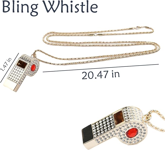 Whistle,Rhinestone Sports Whistle with Keychain for Coach/Referee/Training/Lifeguard/Teachers(Gold)