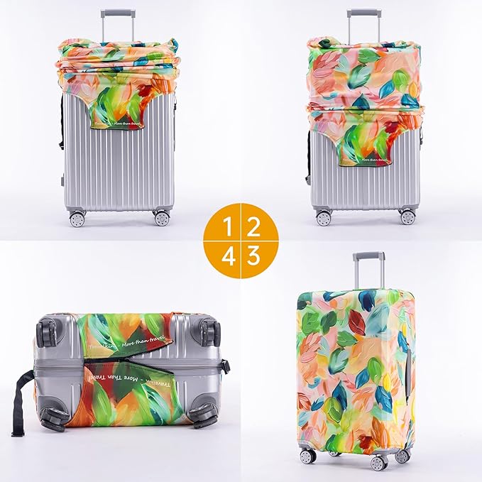 Travelkin Luggage Covers For Suitcase Tsa Approved,Suitcase Cover Protector Fit 18-32 Inch Luggage (Coloured Leaves, L)