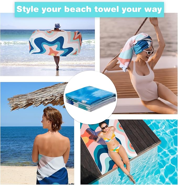 PY SUPER MODE 2 Pack Beach Towel - 75 x 35 inches Quick Dry Microfiber Beach Towels Oversized, Lightweight Soft and Absorbent Bath Towel Suitable for Swimming Pool Camping for Adults