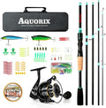 Fishing Pole Combo Set – Spinning & Baitcasting Travel Lure Rod Kit, Medium Power, X-Fast Action, 5'11"/6'11", 4/5-Piece Carbon Fiber Rod with Bag & Accessories