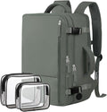 Hanples Women's Large 17.3 Inch Laptop Backpack, Olive Green, Waterproof, Suitable for Air Travel