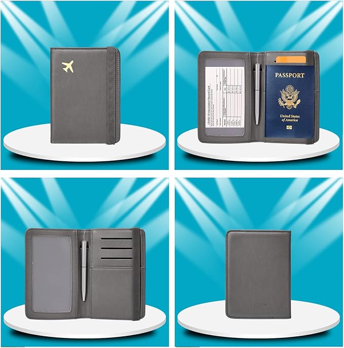 ZOPPEN Passport Holder Wallet, Passport Cover Travel Wallet Women Travel Essentials Accessories Document Organizer Travel Must Haves Rfid Blocking Cover Case for Women and Men, Grey
