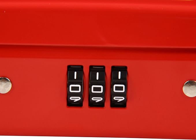 SEPOX Portable Security Case Lock Box Steel, Personal Travel Safe Storage Cabinet for Small Item, with 3 Ft Cable and Ressetable Combination Lock for Dorm, Car, Sports, Office, Red