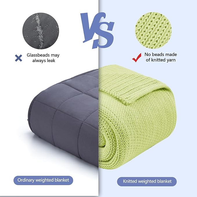 L'AGRATY Knitted Weighted Blanket - 60"x80" 20lbs Cooling Chunky Knit Heavy Blanket for Adults Braided Crochet Throw Thick Cable Yarn Knit Decorative No Beads Evenly Weighted Machine Washable