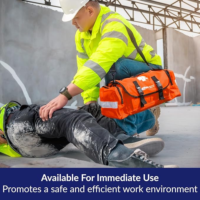 MFASCO First Aid Kit - Fully Stocked Portable Reflective Bag - First Responder Emergency Response Kit - for Natural Disaster Preparedness - Customizable Storage - Includes 415 Pcs First Aid Supplies