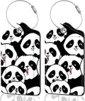 2Pack Luggage Tags for Suitcases, Cute Unique Pu Leather Cruise Luggage Tag with Privacy Cover ID Label Address Card and Metal Ring Suitable for Women Men Kids Travel Bag Silly Cat Face