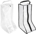 Boot Storage Bags [2PCS] - Plastic Tall Boot Carry Bags Clear Shoe Bags with Handle for Travel & Daily Use - [White, Black] Waterproof & DustProof Boot Bags for Cowboy Boots