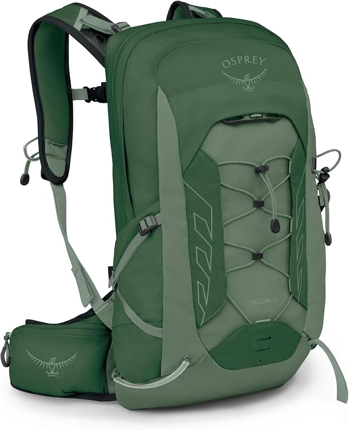 Osprey Talon 11L Men's Lightweight Hiking Backpack with Hipbelt, Green Canopy