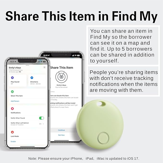 Reyke Smart Tag, Air Tracker Luggage Tracker, Works with Apple Find My (iOS Only), Item Locator for Key, Luggage, Backpack, Wallet, IP67 Waterproof, Green