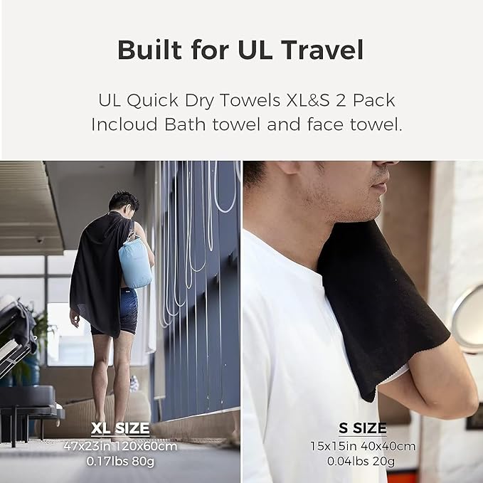 Ultralight Quick Dry Towels in XLarge & Small Sizes with Compact Packable Pocket Microfiber Towel for Backpacking Travel Beach Hiking Swimming Sports & Yoga (Olive drab 2 Set)