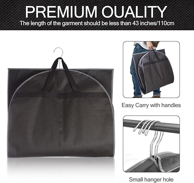 43" Garment Bag for Travel and Storage, Suit Bag with Duffle Design, Ideal for Hanging Clothes, Blazers, Dresses, Coats, and Wardrobes (1 Pack)