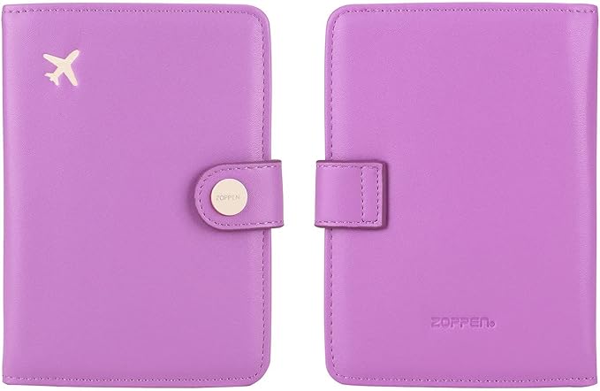 ZOPPEN Passport Holder Women, Passport Cover Travel Wallet Rfid Blocking Passport Wallet Cover Case Travel Essentials Document Organizer, Violet Purple