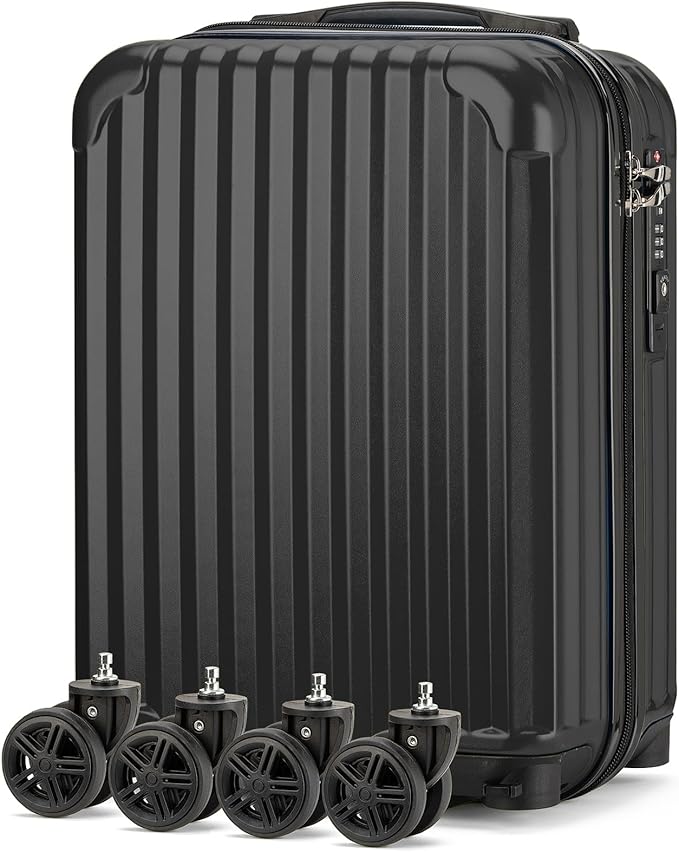 Personal Item Small Suitcase 18x14x8 Inches Hardside Built In TSA Lock & USB Port Lightweight Luggage With Removable Silent Wheels Underseat Carry-On Bag For Spirit and Frontier (Black)