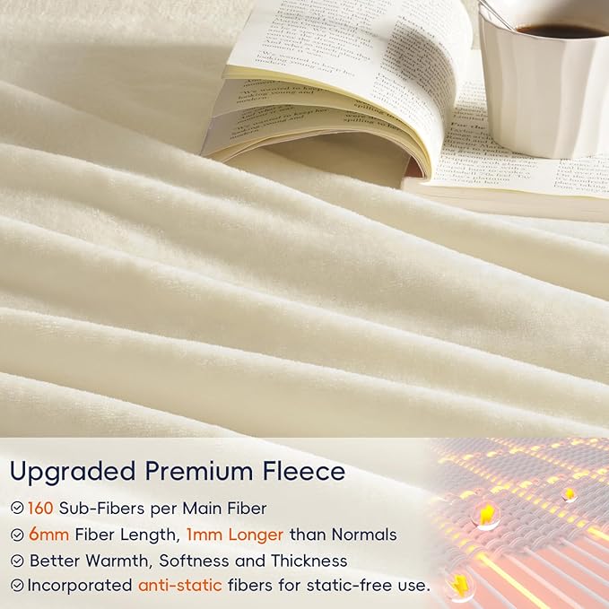 PHF Ultra Soft Fleece Blanket King Size, No Shed No Pilling Luxury Plush Cozy 300GSM Lightweight Blanket for Bed, Couch, Chair, Sofa Suitable for All Season, 108" x 90", Cream