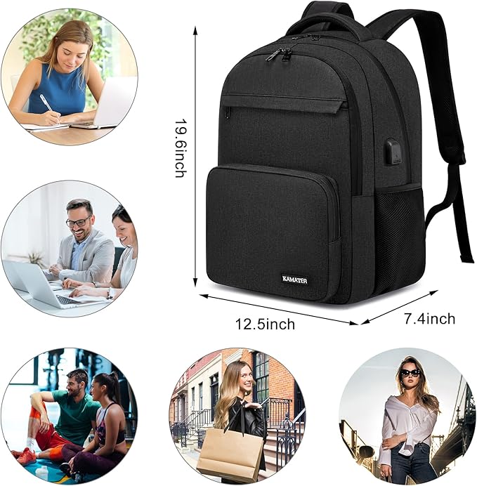 Black Backpack for School, college Backpack for Teens,Students, with 17.3 inch Laptop Sleeve Back Pack for Boys, Large Computer Back Pack with Compartments for Men & Women