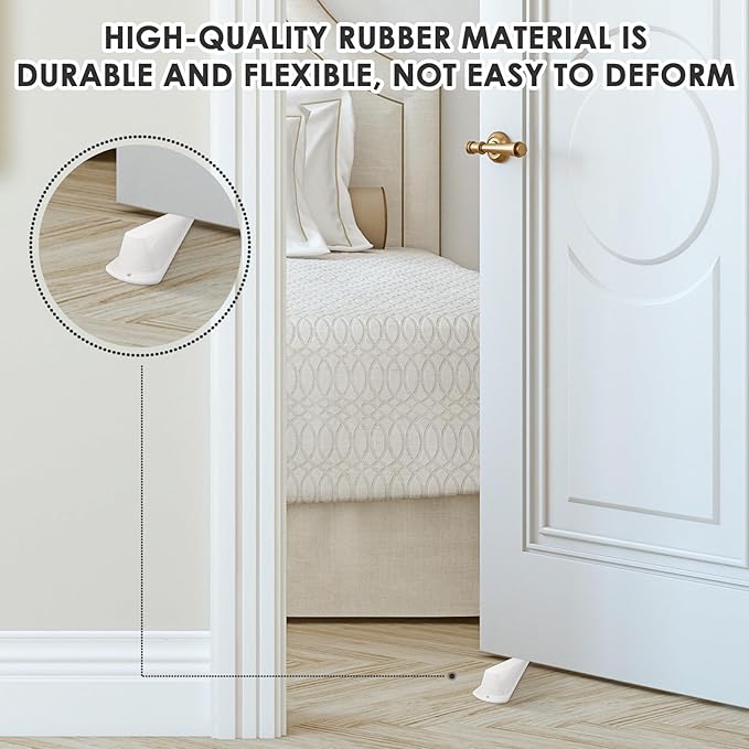 Frienda 8 Pcs Jumbo Door Stoppers Heavy Duty Door Stopper Tall up to 2inch Tall Wedge TPR Large Wedge Stackable Big Rubber Doorstop for Hotel Carpet Hardwood Concrete and Tile (White)