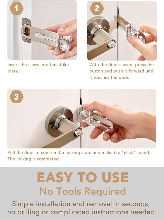 Greatim Portable Door Lock for Travel Hotel Safety, Stainless Steel Security Lock, Compact Safety Lock for Room Door, Universal Portable Travel Door Lock for Room Security